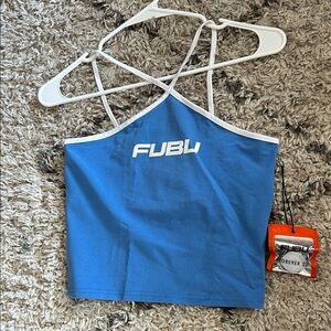 FUBU Blue Strappy Top with White Trim